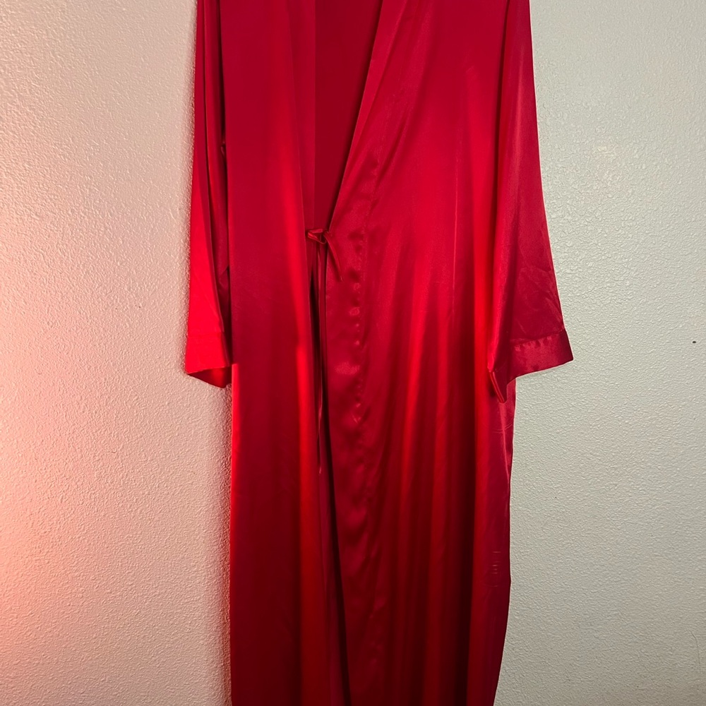 Victoria's Secret Bold Red Satin Robe